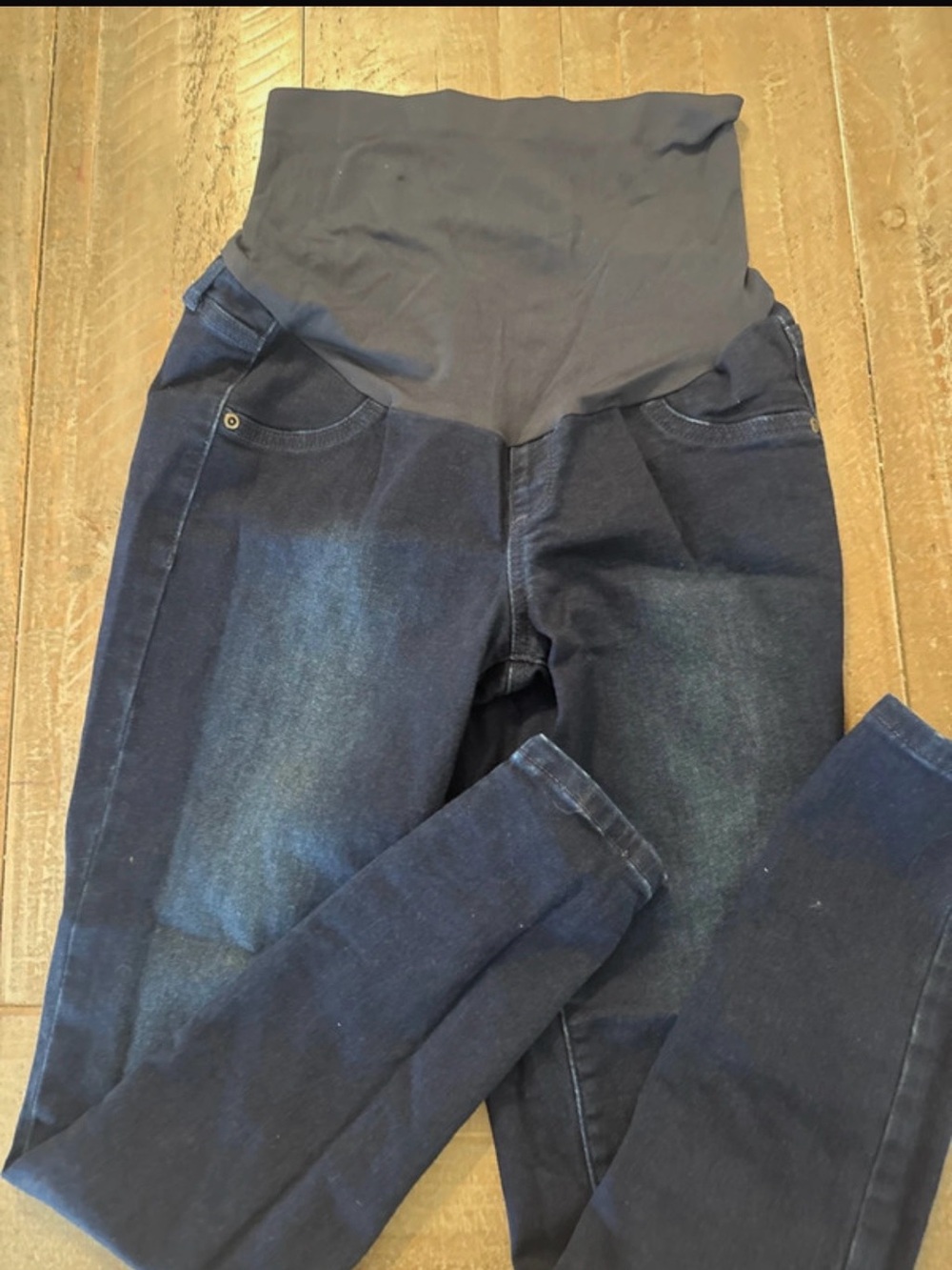 a:glow Dark Blue Maternity Jeggings with Over-Belly Panel